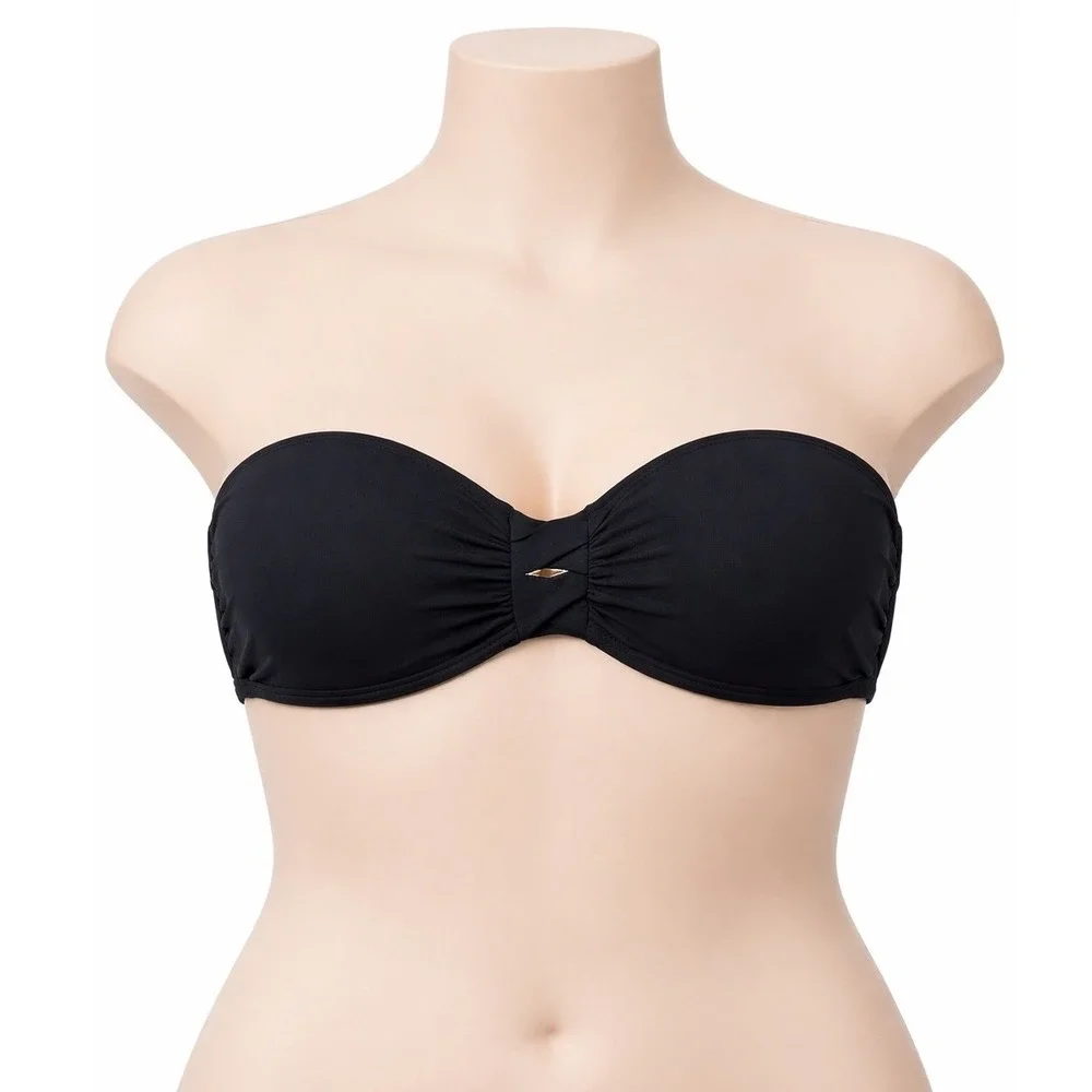 Bleu Rod Beattie Black Bandeau Bikini Top Removable Strap Size 10 NWT $81